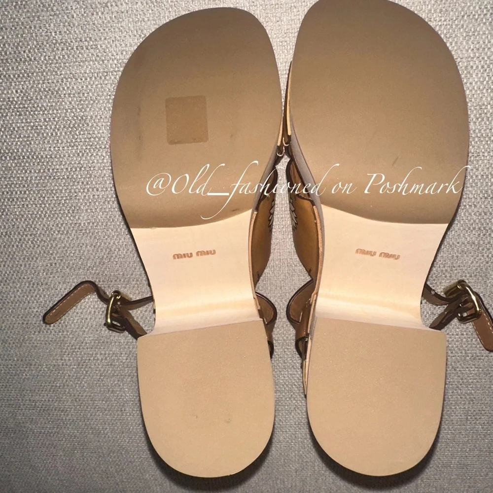 MIU MIU Platform Leather Sandals 37 - Picture 13 of 15